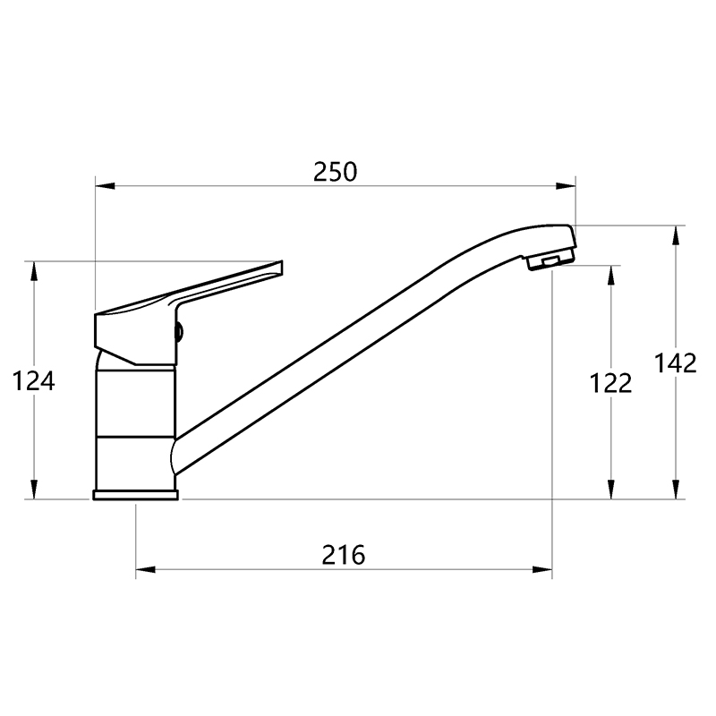 Размеры смесителя для кухни SATO AK201006
