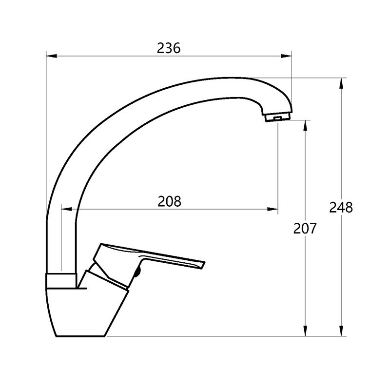 Размеры смесителя для кухни SATO AK201007
