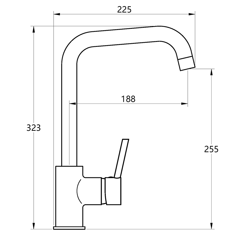 Размеры смесителя для кухни SATO AK202607